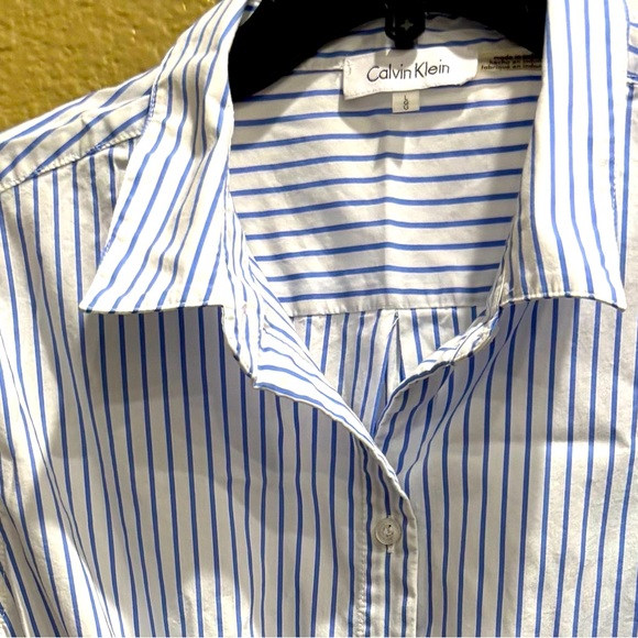 Calvin Klein Blue and White Striped Shirt size L - Picture 7 of 8